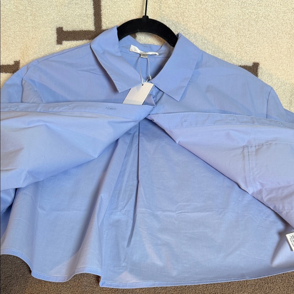 OVI Light Blue Cropped Shirt with Silver Accent pocket - Picture 7 of 14